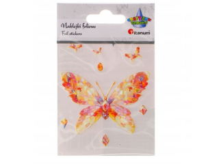 Naklejki foliowe motyl 77x55mm + mix rozmiarów tonacja pomarańczowa 9szt.