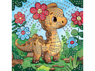 Mozaika piankowa DINOZAUR wymiary planszy do wyklejenia: 25x25 cm, stojak na obrazek