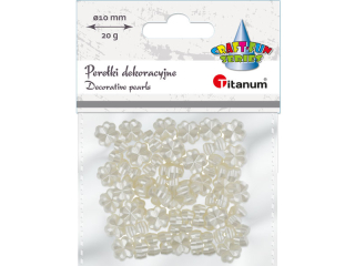 Koraliki pereki plastikowe czterolistna koniczyna O10mm dziurka O1mm biae 20g