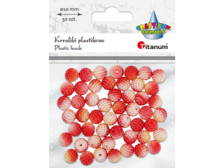 Koraliki plastikowe O10mm z kuleczek czerwone ombre 50szt.