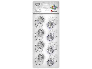Krysztaki samoprzylepne kwiaty 35x50mm srebrne 8szt.