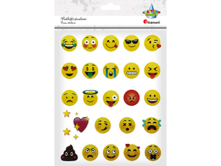 Naklejki 3D papierowe na piance emotki Ook. 28mm 28szt.