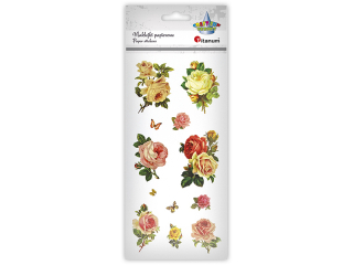 Naklejki papierowe róże mix 12szt.
