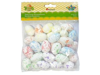 Dekoracje styropianowe jajka 20x30mm mix 6 kolorów 36szt. kolory: żółte, pomarańczowe, zielone, niebieskie, różowe, fioletowe TITWLK26