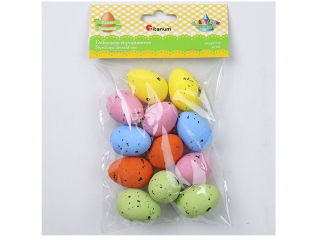 Dekoracje styropianowe jajka przepiórcze 30x40mm mix 5kolorów pastelowych 12szt. kolory: żółte, pomarańczowe, zielone, niebieskie, różowe TITWLK26