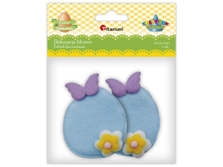 Dekoracje filcowe 3D jajka z motylem i kwiatkiem 61x78mm b��kitne 2szt. TITWLK26