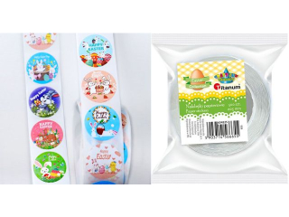 Naklejki papierowe na ta�mie 8 wzor�w Wielkanoc O25mm 500szt. TITWLK26