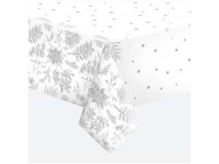 Obrus papierowy POL-MAK 120x180cm - Botanical Christmas Background Silver [opakowanie=12szt]