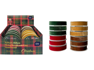 Wst��ka aksamitna 3m Christmas [opakowanie=12szt]