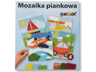 MOZAIKI PIANKOWE W KARTONIKU 4 WZORY: SAMOCH�D, SAMOLOT, HELIKOPTEER, ��D�, WYMIARY: 23x25 cm FUNxJOY