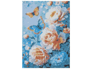 MOZAIKA DIAMENTOWA 30x40 cm, PIONOWA, WZÓR: RÓŻE Z MOTYLAMI FLAMINGO LINE