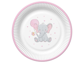 Talerzyki papierowe POL-MAK Maki 22, 7cm 8szt. Baby Elephant with Pink Balloon [opakowanie=12szt]