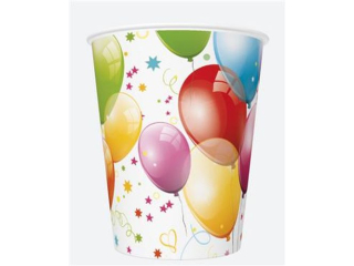 Kubeczki papierowe POL-MAK Daisy 8szt. 250ml - Birthday Balloons [opakowanie=12szt]