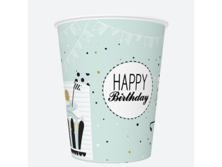 Kubeczki papierowe POL-MAK Daisy 8szt. 250ml - Mint and Happy B-day [opakowanie=12szt]