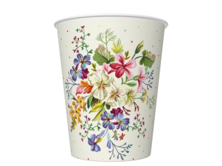 Kubeczki papierowe POL-MAK Daisy 8szt. 250ml - Delicate Flowers with Mini Dots [opakowanie=12szt]