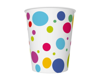 Kubeczki papierowe POL-MAK Daisy 8szt. 250ml - Happy BDay Dots [opakowanie=12szt]