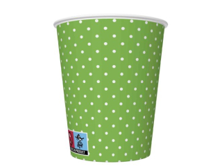 Kubeczki papierowe POL-MAK Daisy 8szt. 250ml - White Dots on Green [opakowanie=12szt]