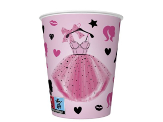 Kubeczki papierowe POL-MAK Daisy 8szt. 250ml - Girls Pink Party Dress [opakowanie=12szt]