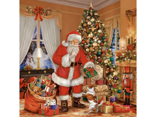 Serwetki POL-MAK GWIAZDKA Daisy Lunch 33cm 20szt. Santa Claus Giving Presents SD_GW_020301  [opakowanie=24szt]