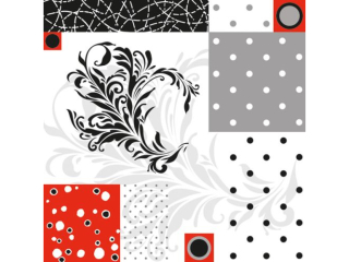 Serwetki POL-MAK Daisy Lunch 33cm 20szt. Black x Red Art Deco Wallpaper SDOG038701 [opakowanie=24szt]