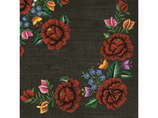 Serwetki POL-MAK Maki Lunch 33cm 20szt. Roses Mountain Embroidery Folk on Black SLOG056302 [opakowanie=12szt]