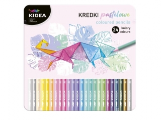 Kredki KIDEA pastelowe trjktne w metalowym pudeku 24 kolory
