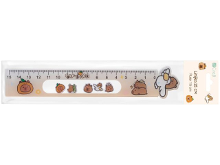 LINIJKA Z RUCHOMYMI  MOTYWAMI 15 CM - KAPIBARA - BEŻOWA [opakowanie=3szt]
