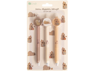 ZESTAW D�UGOPIS�W �ELOWYCH ZMAZYWALNYCH - KAPIBARA, 3 SZT - NIEBIESKIE [opakowanie=6szt]