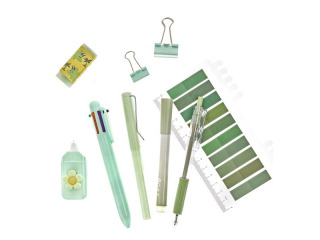 ZESTAW SZKOLNO BIUROWY 9 ELEMENTOWY - PASTEL GREEN [opakowanie=3szt]