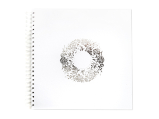 ALBUM DO ZDOBIENIA 30, 5 CM X 30, 5 CM - BIAŁY ZE SREBRNYM NADRUKIEM (40 KARTEK)