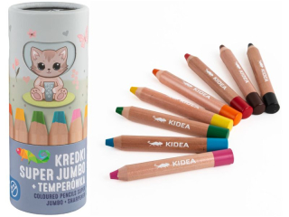 KREDKI SUPER JUMBO 8 KOLORÓW TEMPERÓWKA KIDEA