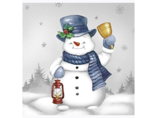 Serwetki POL-MAK GWIAZDKA Daisy coctail 25cm 20szt. Joyful Snowmen with Bell CD_GW_022401  [opakowanie=12szt]