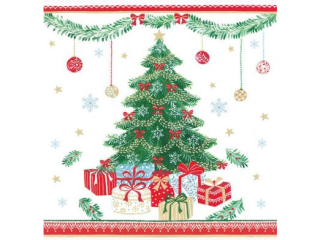 Serwetki POL-MAK GWIAZDKA Daisy Lunch 33cm 20szt. Presents under Xmas Tree SD_GW_022501  [opakowanie=24szt]