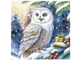 Serwetki POL-MAK GWIAZDKA Maki Lunch 33cm 20szt. Owl in Winter Forest SL_GW_027001  [opakowanie=12szt]