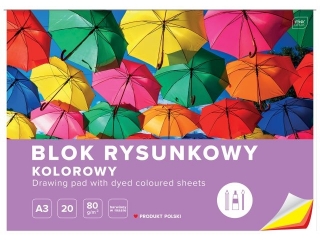 Blok rysunkowy kolorowy A3 20k. 80g INTERDRUK