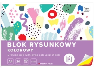 Blok rysunkowy kolorowy A4 20k. 80g INTERDRUK Barwiony w masie