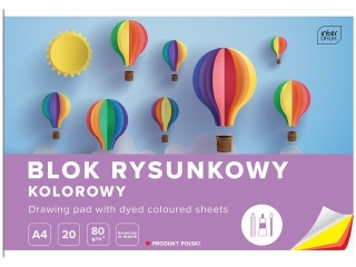 Blok rysunkowy kolorowy A4 20k. 80g INTERDRUK Barwiony w masie