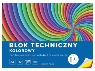 Blok techniczny kolorowy A3 10k. 160g INTERDRUK