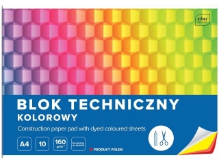 Blok techniczny kolorowy A4 10k. 170g INTERDRUK