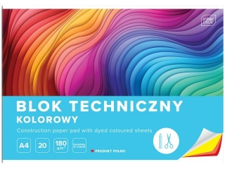 Blok techniczny kolorowy A4 20k. 180g INTERDRUK