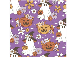 Serwetki POL-MAK Daisy Lunch 33cm 20szt. Happy Halloween Pattern with Ghosts SD_OG_042501 [opakowanie=24szt]