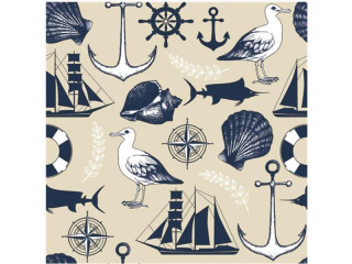 Serwetki POL-MAK Daisy Lunch 33cm 20szt. Marine Theme on Beige  SD_OG_043401 [opakowanie=24szt]