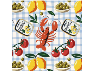 Serwetki POL-MAK Daisy Lunch 33cm 20szt. Red Lobster with Lemons  SD_OG_043801 [opakowanie=24szt]