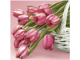 Serwetki POL-MAK Daisy Lunch 33cm 20szt. Falling Pink Tulips on Pink Background SD_WI_007501 [opakowanie=24szt]