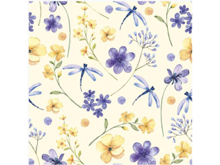 Serwetki POL-MAK Daisy Lunch 33cm 20szt. Floral Wallpaper with Dragonflies SD_WI_009001 [opakowanie=24szt]