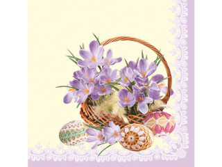 Serwetki POL-MAK Daisy Lunch 33cm 20szt. Crocuses in a Basket - Violet SD_WL_003701 [opakowanie=24szt]