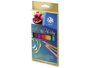 Kredki o��wkowe akwarelowe ASTRA ARTxHOBBY - 12 kolor�w + p�dzelek [opakowanie=12szt] (CEN+8%)