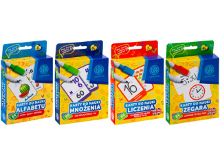 Karty edukacyjne Pisz i �cieraj ASTRAFUN - do nauki alfabetu, liczenia, mno�enia, zegaru [opakowanie=26szt]