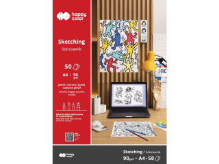Blok szkicowy Młody Artysta, A4, 50 ark, 90g, Happy Color