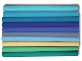 Bibu�a marszczona, 25x200 cm, 10 rolek, miks 10 kolor�w niebieskich, Happy Color